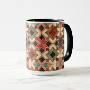 vintage geometrisches Quiltblock-Kunstmuster Tasse