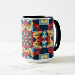 vintage geometrisches Quiltblock-Kunstmuster Tasse