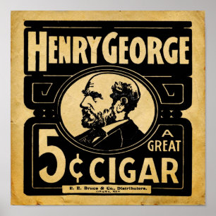 Vintage George Henry 5 Cent Cigar Print Poster