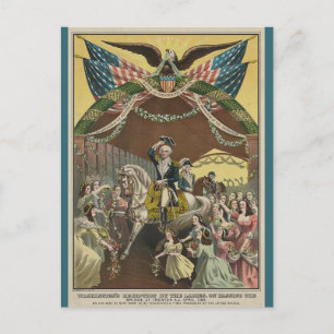 Vintage George Washington auf dem Weg zur Amtseinf Postkarte