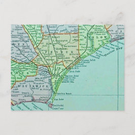 Vintage Georgia Coast Map Postcard Postkarte
