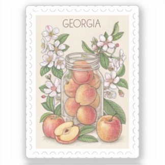 Vintage Georgia Pfirsiche Mason-Glas-Blumenstempel Aufkleber
