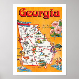 Vintage-Georgia-Postkarte 12x16 Druck Poster