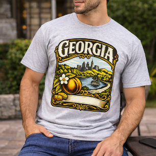 Vintage Georgia State Pfirsich & Skyline von Atlan T-Shirt