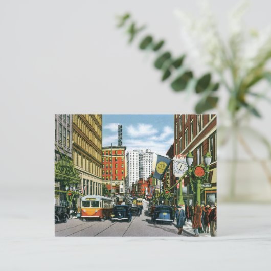 Vintage Georgia Street Szene Postkarte (Stehend Vorderseite)