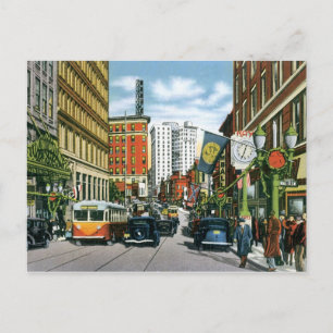 Vintage Georgia Street Szene Postkarte