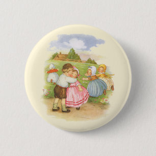 Vintage Georgie Porgie Mother Goose Kinderreime Button