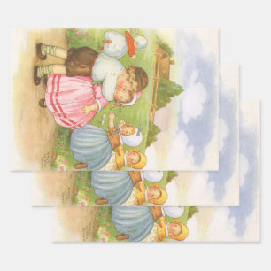 Vintage Georgie Porgie Mother Goose Kinderreime Geschenkpapier Set