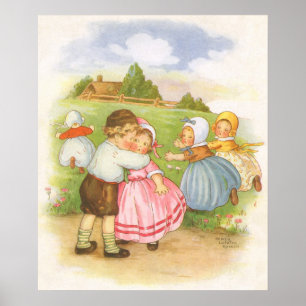 Vintage Georgie Porgie Mother Goose Kinderreime Poster