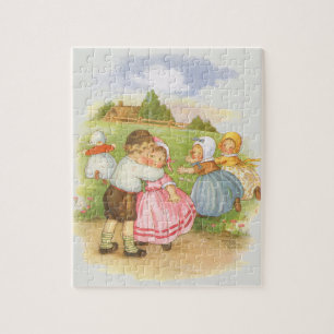 Vintage Georgie Porgie Mother Goose Kinderreime Puzzle