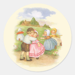 Vintage Georgie Porgie Mother Goose Kinderreime Runder Aufkleber