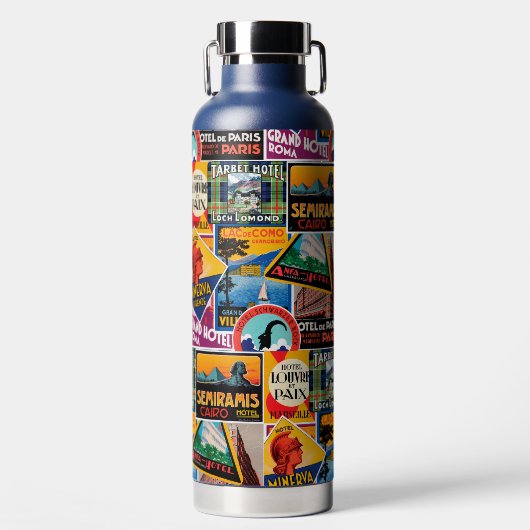 Vintage Gepäckmarkierungen Wasserflasche Trinkflasche (Vorderseite)