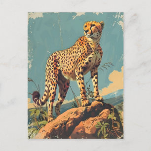 Vintage Gepard Postkarte