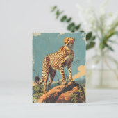 Vintage Gepard Postkarte (Stehend Vorderseite)