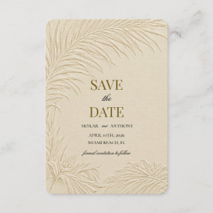 Vintage geprägtes Palmblatt Tropical Save the Date