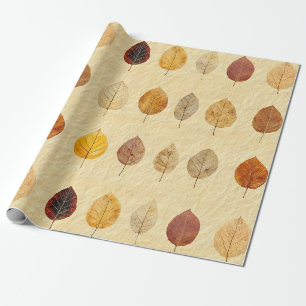 Vintage gepresste Herbstblätter Gold Braun Creme Geschenkpapier