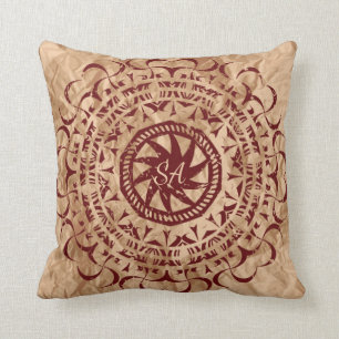 Vintage gepresste Papier-Monogramm-Kissen Kissen