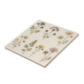 Vintage gepresstes Wildblumen-Botanikmuster Fliese (Seite)