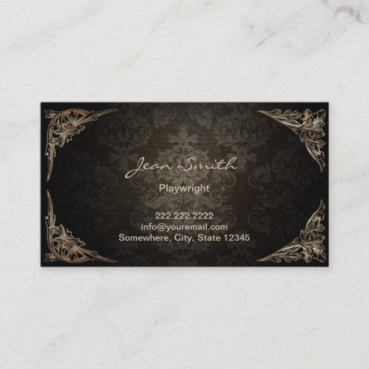 Vintage Gerahmte Dunkle Damaski Playwright Visitenkarte (Vorderseite)