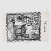 Vintage Gerahmte Illustration Red Riding Hood Wolf Golfhandtuch (Horizontal)