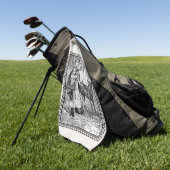 Vintage Gerahmte Illustration Red Riding Hood Wolf Golfhandtuch (Gras)