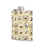 Vintage gerahmte Katzen Flachmann (Links)