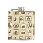 Vintage gerahmte Katzen Flachmann (Vorderseite)