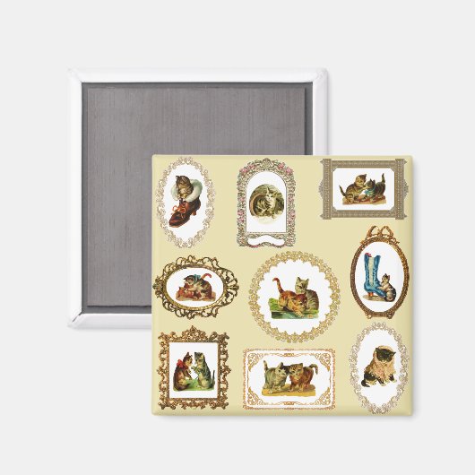 Vintage Gerahmte Katzen Magnet (Vorderseite/Rückseite)