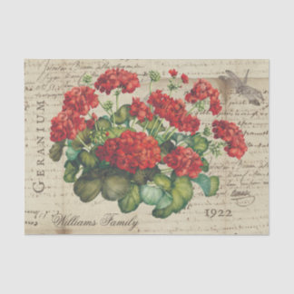 Vintage Geranium Red Sepia Custom Tissue Paper Seidenpapier