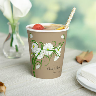 Vintage Gerber Daisy Blume Hochzeit Pappbecher