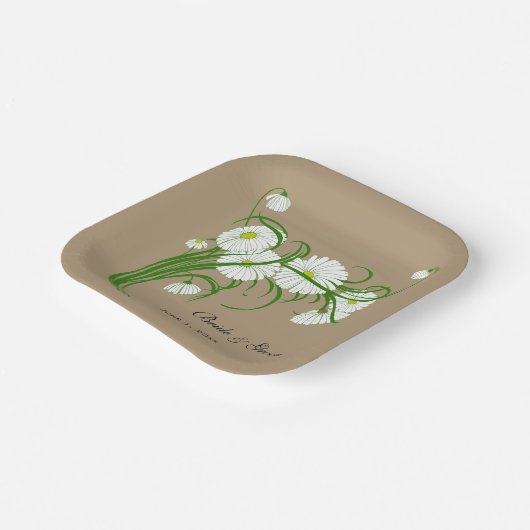 Vintage Gerber Daisy Blume Hochzeit Pappteller (Gewinkelt)