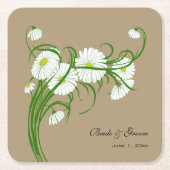 Vintage Gerber Daisy Blume Hochzeit Rechteckiger Pappuntersetzer (Vorderseite)