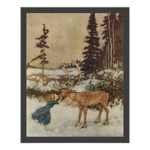 Vintage Gerda und das Ren durch Edmund Dulac Poster