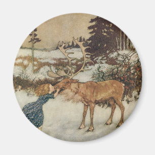 Vintage Gerda und das Rentier von Edmund Dulac Magnet