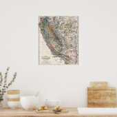 Vintage German Map of California 1879 Poster (Küche)