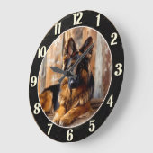 Vintage German Shepherd Große Wanduhr (Winkel)