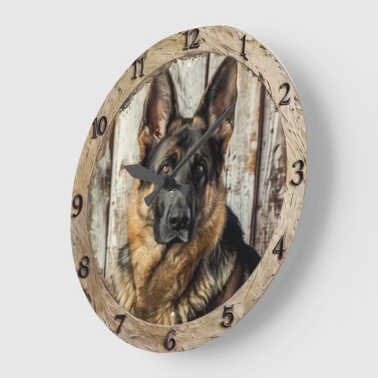 Vintage German Shepherd Große Wanduhr (Winkel)