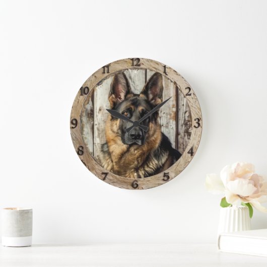 Vintage German Shepherd Große Wanduhr (Zuhause)