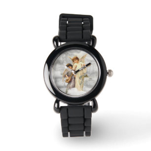 Vintage Gesang-Engels-Glitzer-Uhr Armbanduhr