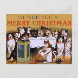 Vintage Gesang-Katzen Weihnachtsgruß Feiertagspostkarte