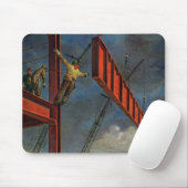 Vintage Geschäft, Arbeiter bei der Stahlkonstrukti Mousepad (Mit Mouse)