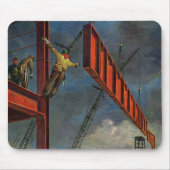 Vintage Geschäft, Arbeiter bei der Stahlkonstrukti Mousepad (Vorne)