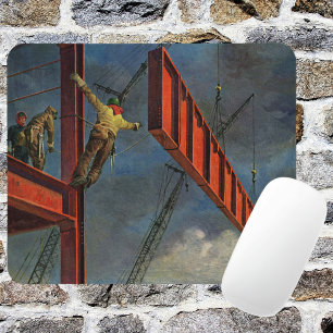 Vintage Geschäft, Arbeiter bei der Stahlkonstrukti Mousepad