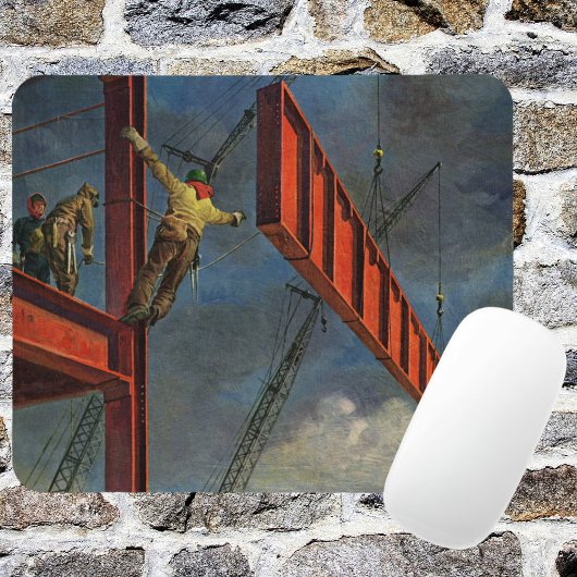 Vintage Geschäft, Arbeiter bei der Stahlkonstrukti Mousepad