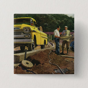 Vintage Geschäft Architekt Bauunternehmer Button