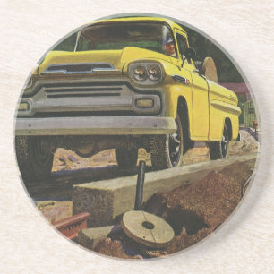 Vintage Geschäft Architekt Bauunternehmer Sandstein Untersetzer