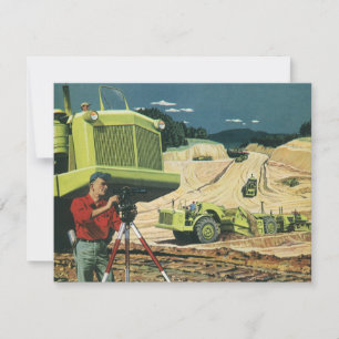 Vintage Geschäft, Baustelle mit Vermesser