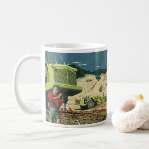 Vintage-Geschäft, Baustelle mit Vermesser Kaffeetasse
