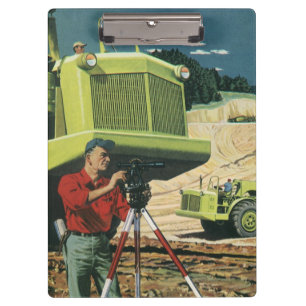Vintage Geschäft, Baustelle mit Vermesser Klemmbrett