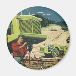 Vintage Geschäft, Baustelle mit Vermesser Magnet